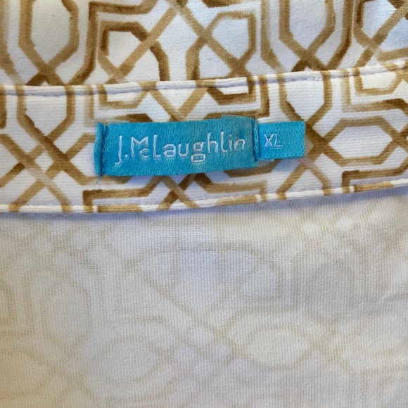 J. McLaughlin Women’s XL Shift Dress Tan Catalina Cloth Geometric Beige - Picture 7 of 10